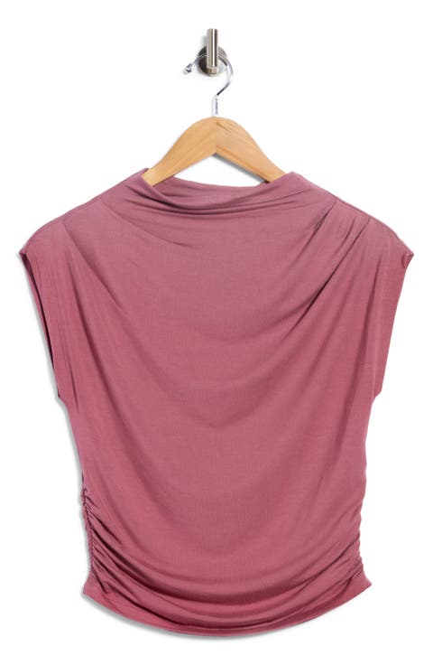 Ruched Mock Neck Modal Top