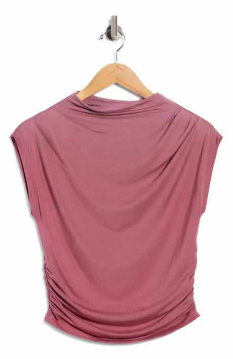 Ruched Mock Neck Modal Top