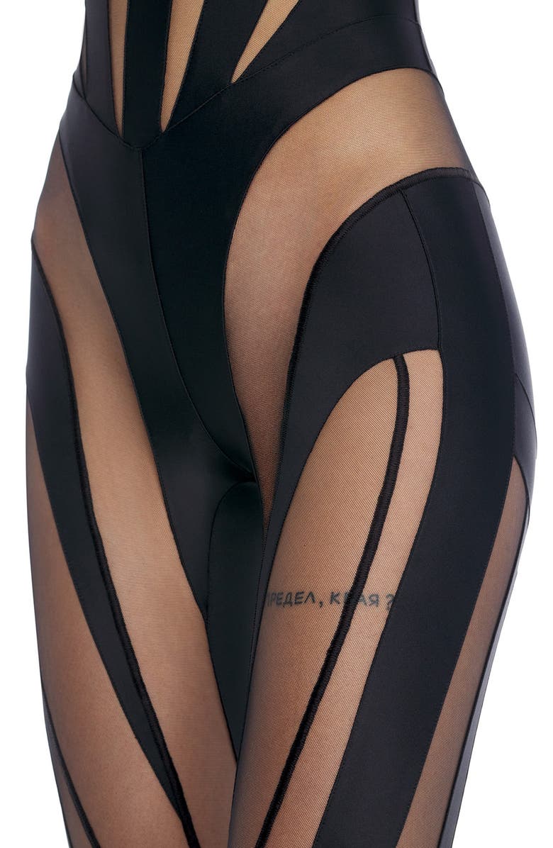 MUGLER Spiral Illusion Inset Catsuit, Alternate, color,