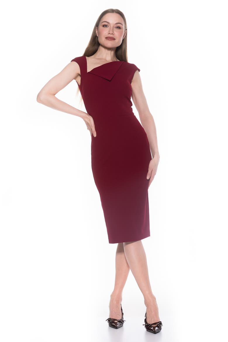 Destiny Cap Sleeve Midi Sheath Dress, Alternate, color, BURGUNDY