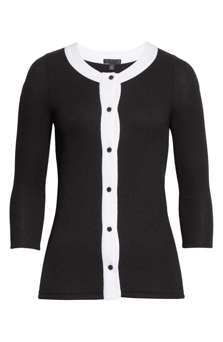 ATM Anthony Thomas Melillo Colorblock Trim Rib Cardigan, Alternate, color,