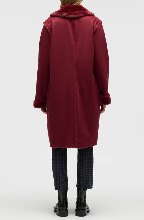 Nvlt Faux Fur Trim Faux Suede Jacket In Burgundy
