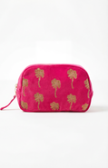 Elizabeth Scarlett Gold Palm Velvet Makeup Bag