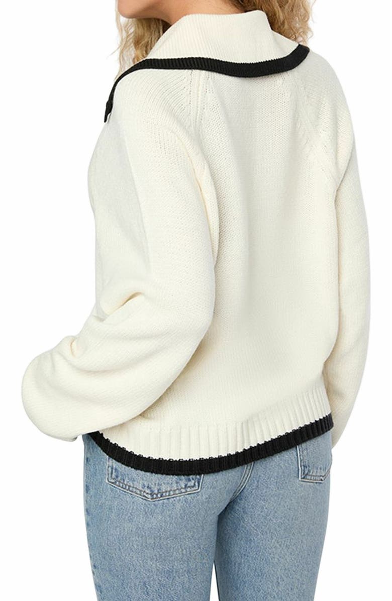 WeWoreWhat Collar V Neck Sweater, Alternate, color, Ivory/Black