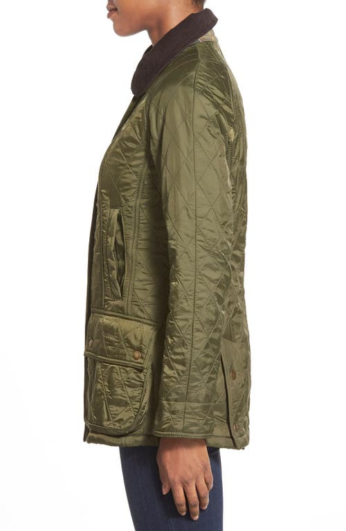 Barbour Beadnell Polarquilt Plaid-trim Utility Coat In Green