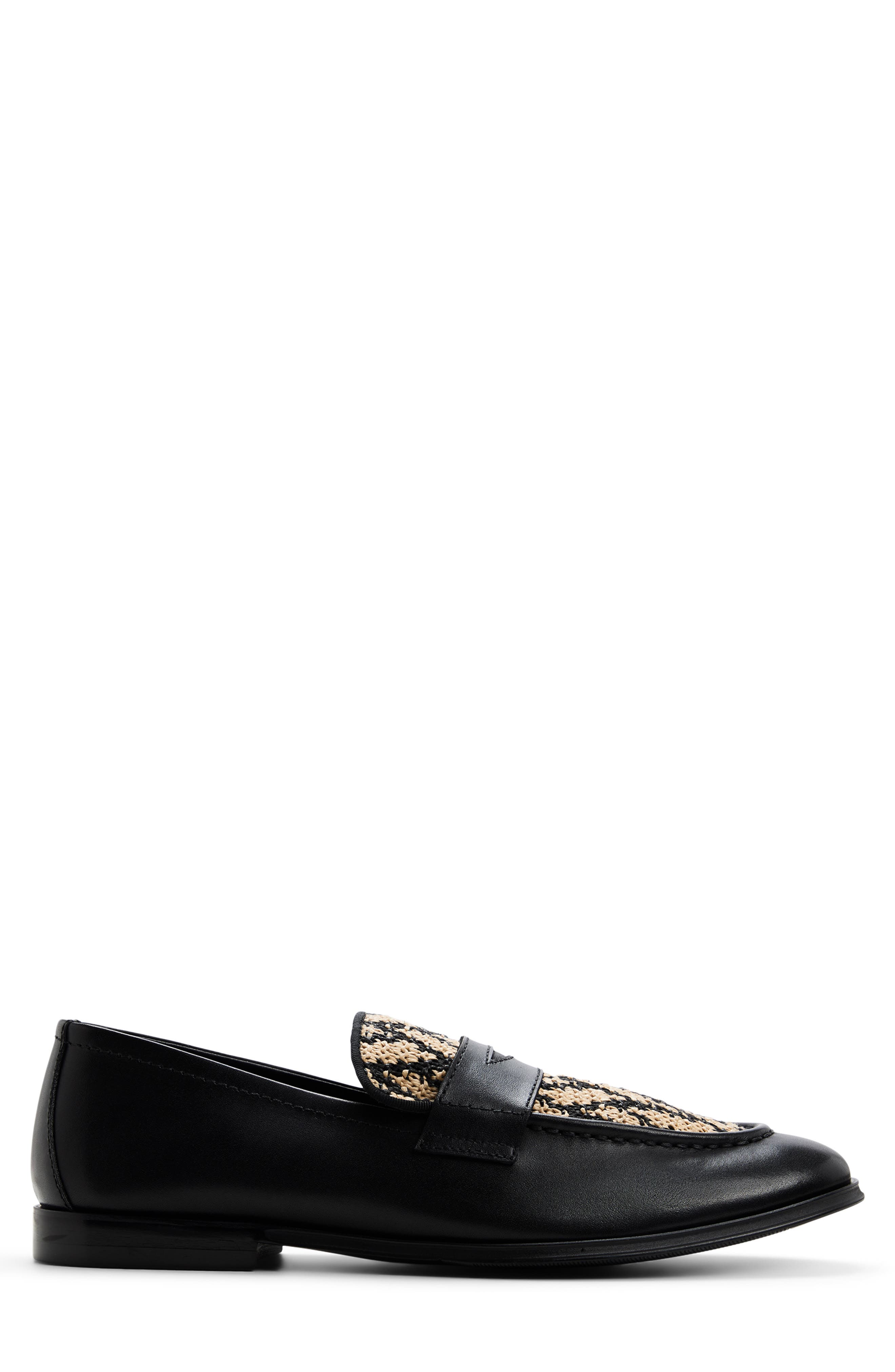 Fano Leather Penny Loafer, Alternate, color, BLACK