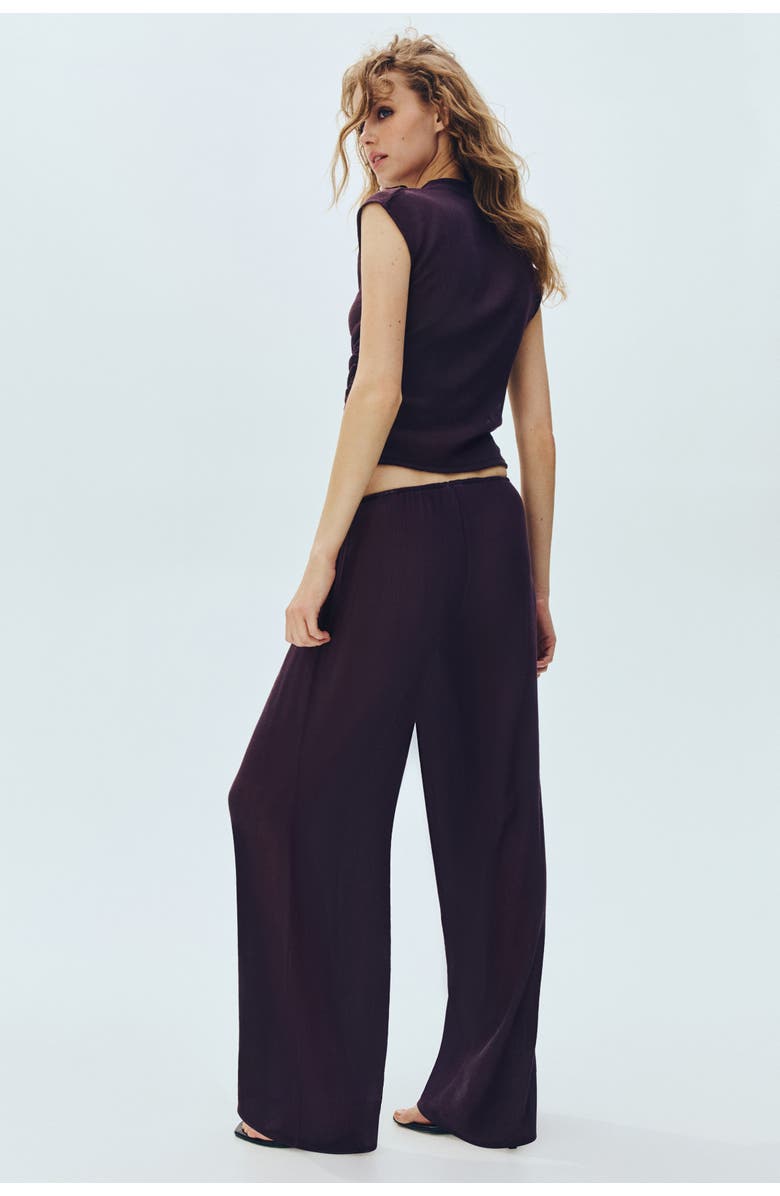 H&M Sheer Drawstring Trousers, Alternate, color, Dark Plum Purple