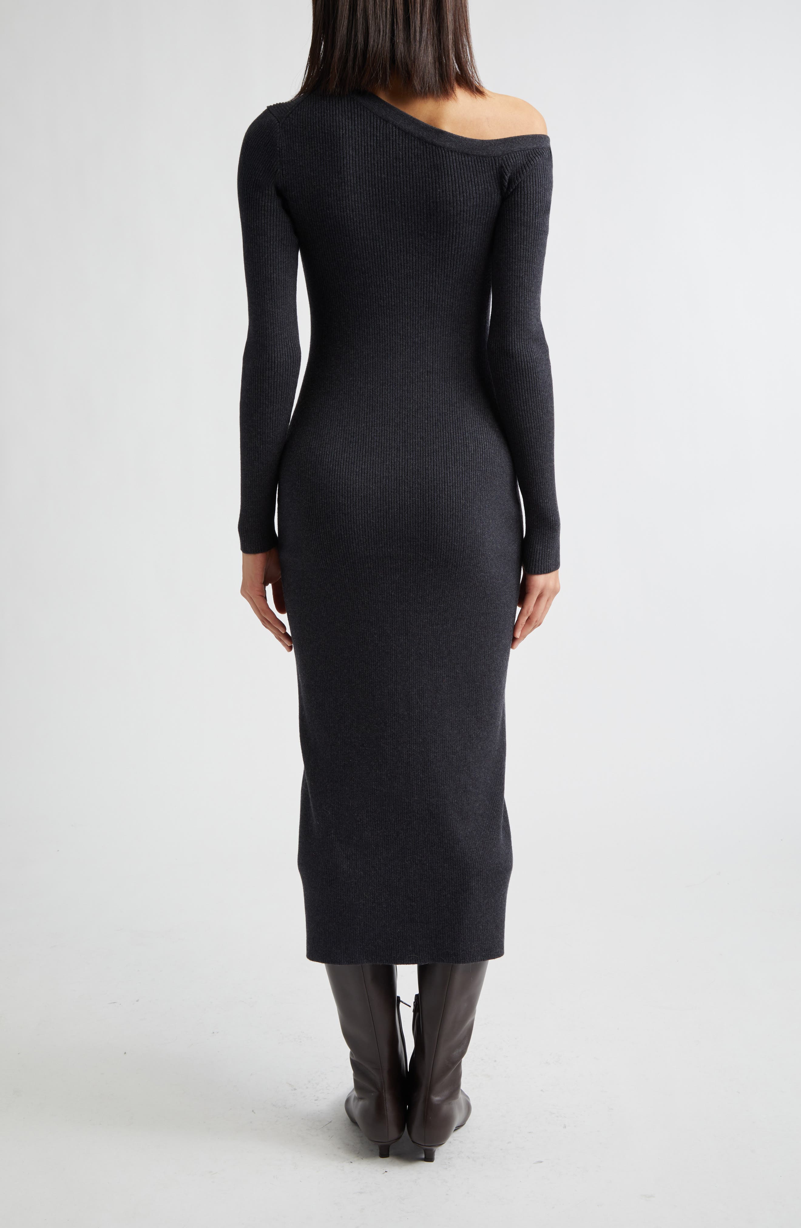 Craftsman Rib One-Shoulder Sweater Dress - image 2