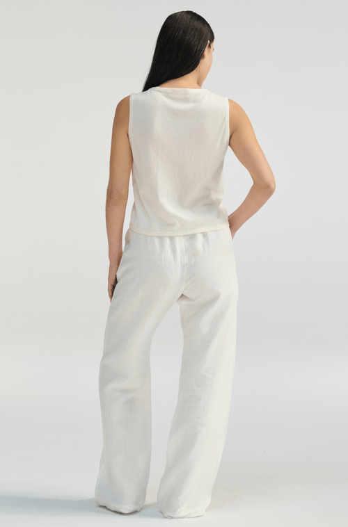 Almina Concept Knit Button Closure Vest In Off White