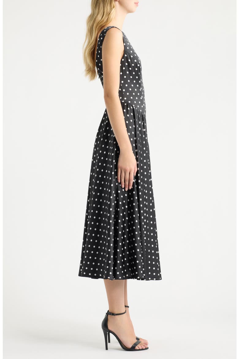 Renee Polka Dot Midi Dress, Alternate, color, BLACK/ WHITE