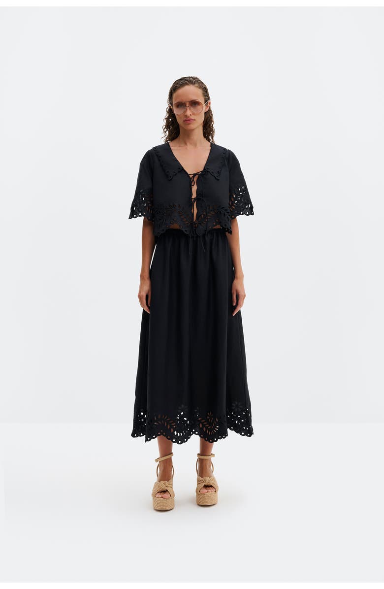 Malina Chara Broderie Anglais Maxi Skirt, Alternate, color, Black