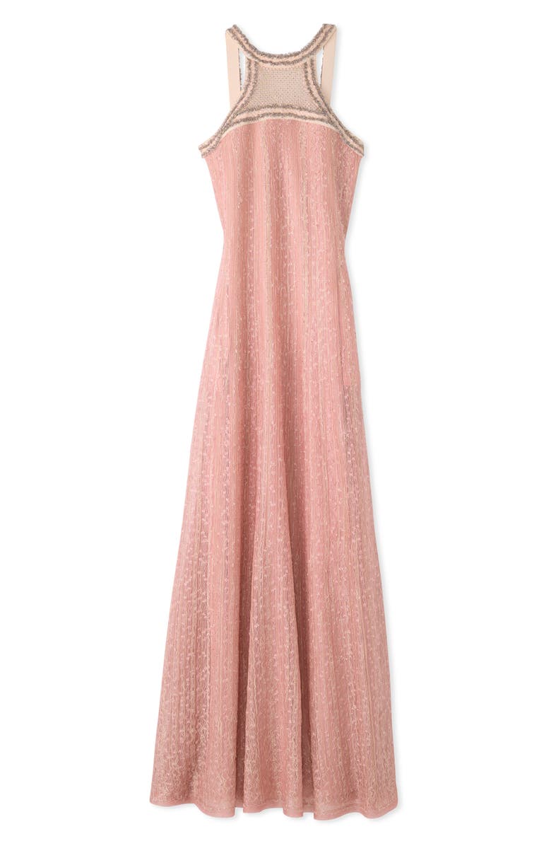 St. John Evening Eyelash Fringe Sleeveless Textured Knit Gown, Alternate, color, 