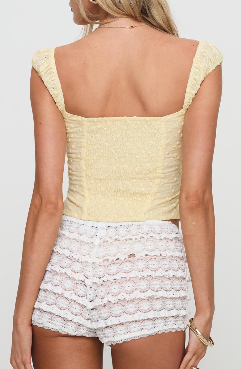 Princess Polly Lyncher Embroidered Cotton & Linen Bustier Top, Alternate, color, Yellow