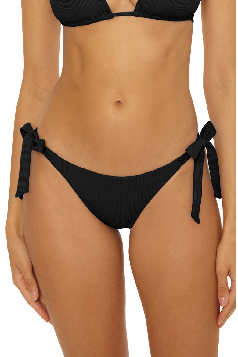 Modern Edge Tie Side Rib Bikini Bottoms, Main, color, BLACK