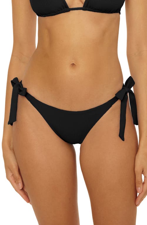 Becca Modern Edge Tie Side Rib Bikini Bottoms In Black