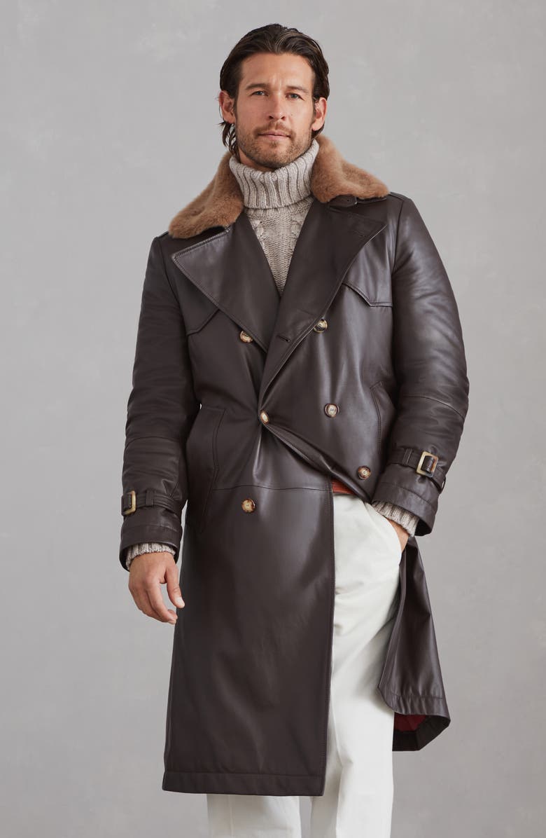 Brunello Cucinelli Padded calfskin trenchcoat, Alternate, color, 