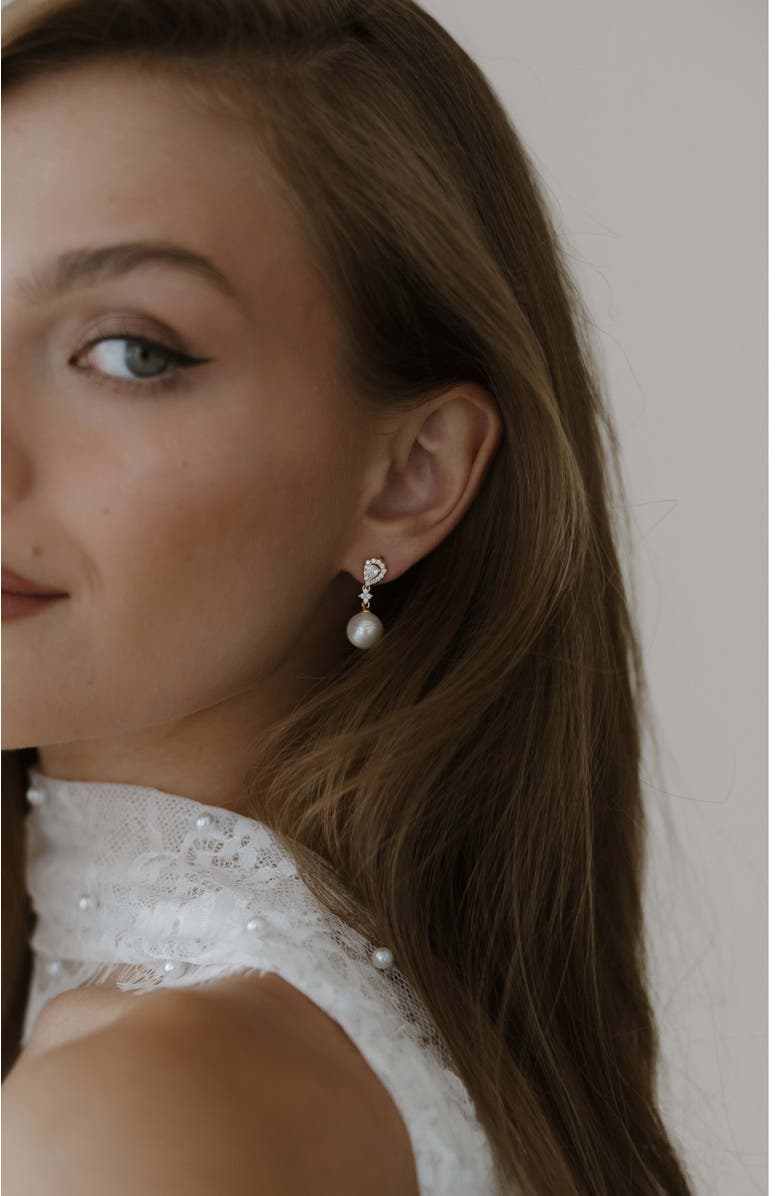 Untamed Petals Melody Pearl Drop Earrings, Alternate, color, Gold