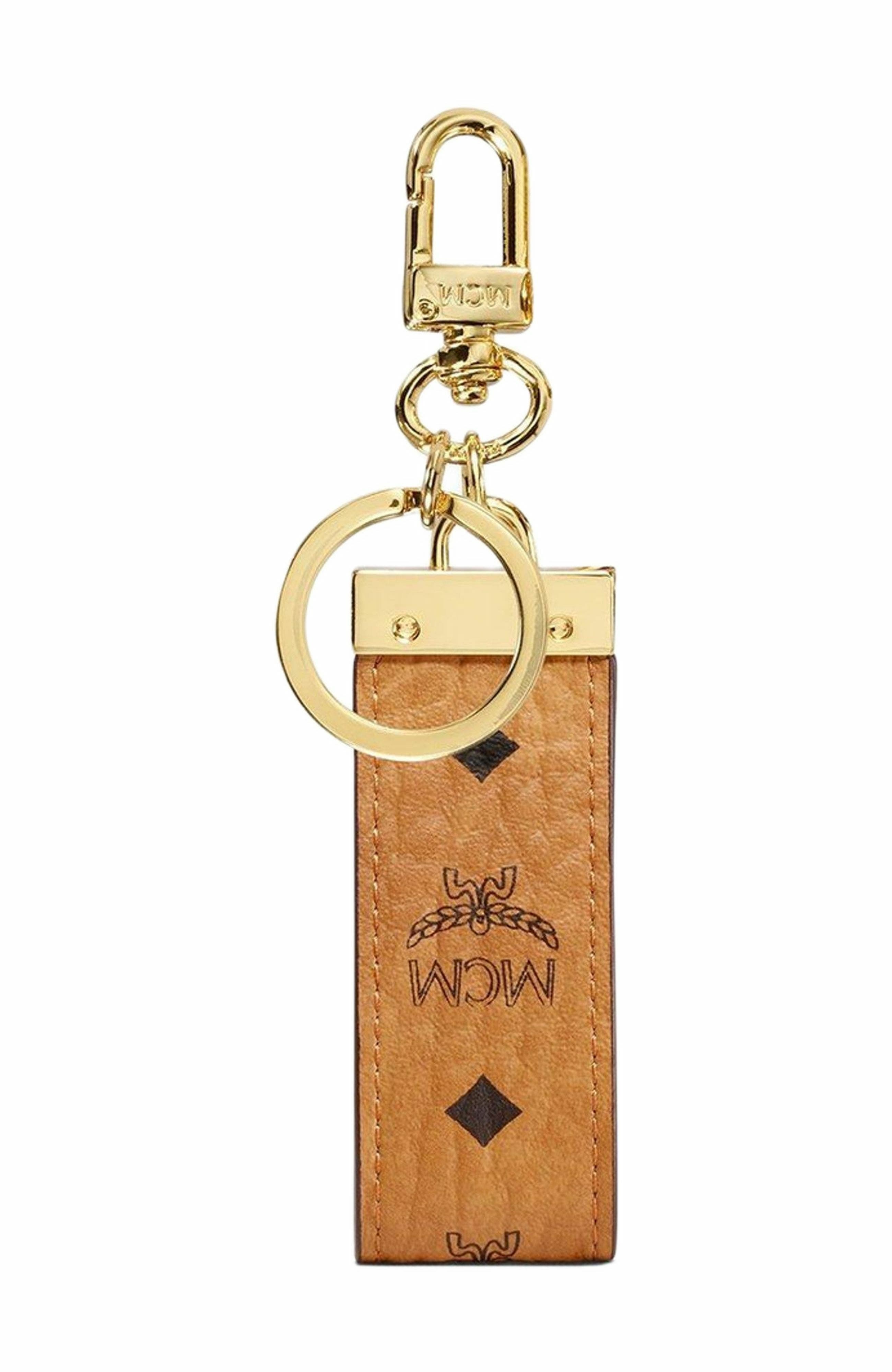 MCM Key Ring in Visetos Original, Alternate, color, Cognac