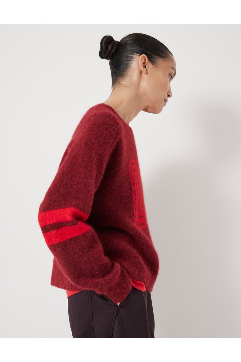 Varsity Jacquard Wool Blend Sweater, Alternate, color, Winde Red
