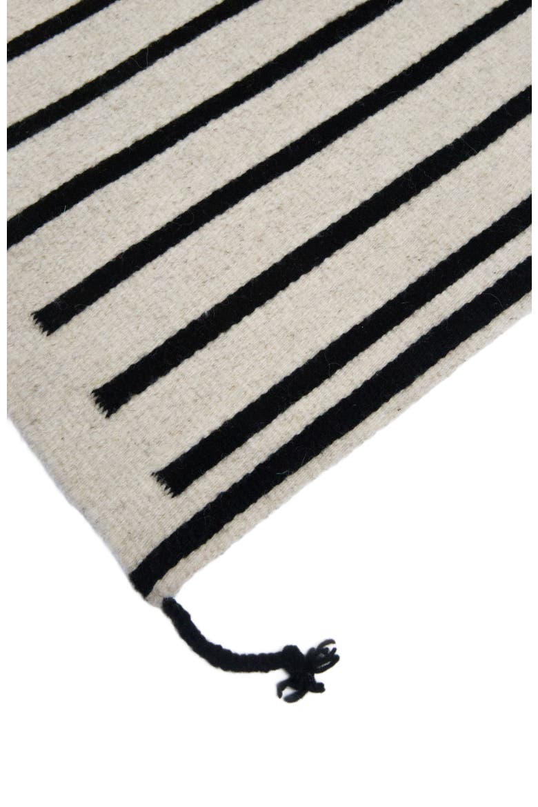 Zapotec Striped Handwoven Flatweave Wool Rug, Alternate, color, Black