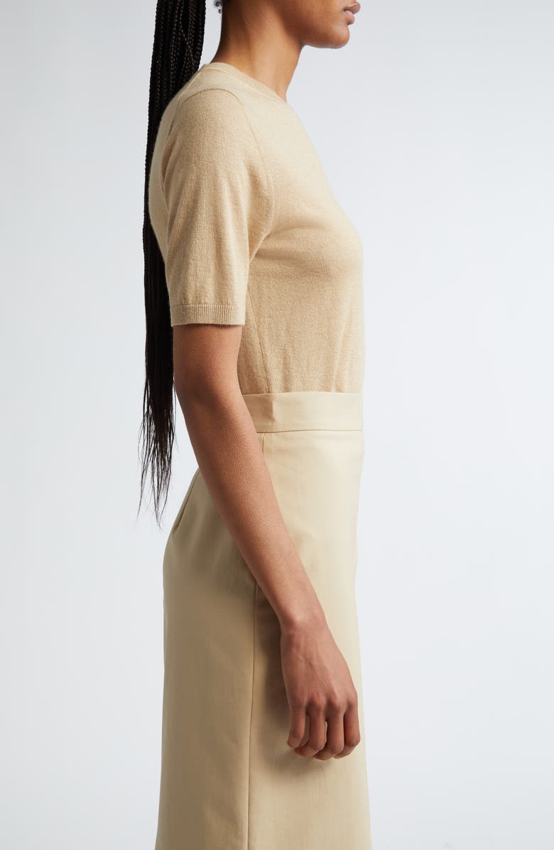 Max Mara Warren Short Sleeve Silk & Cashmere Crewneck Sweater, Alternate, color, 