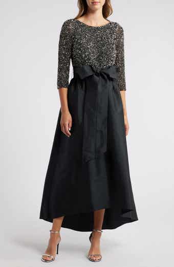 Pisarro Nights Beaded Bodice Taffeta A-Line Gown