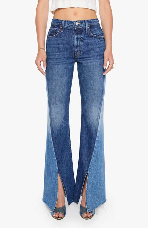 Bookie Slit Twist Heel Fray High Waist Bootcut Jeans