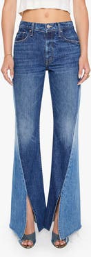 MOTHER Bookie Slit Twist Heel Fray High Waist Bootcut Jeans