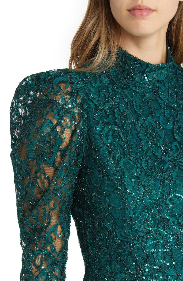 Black Halo Santorini Lace Long Sleeve Minidress, Alternate, color, 