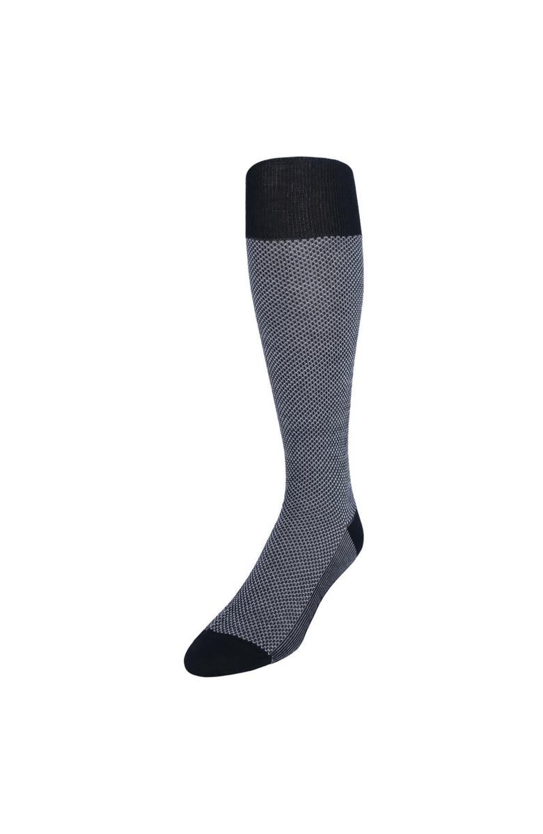 Trafalgar Clayton Birdseye Over The Calf Mercerized Cotton Socks, Main, color, Black And Ash