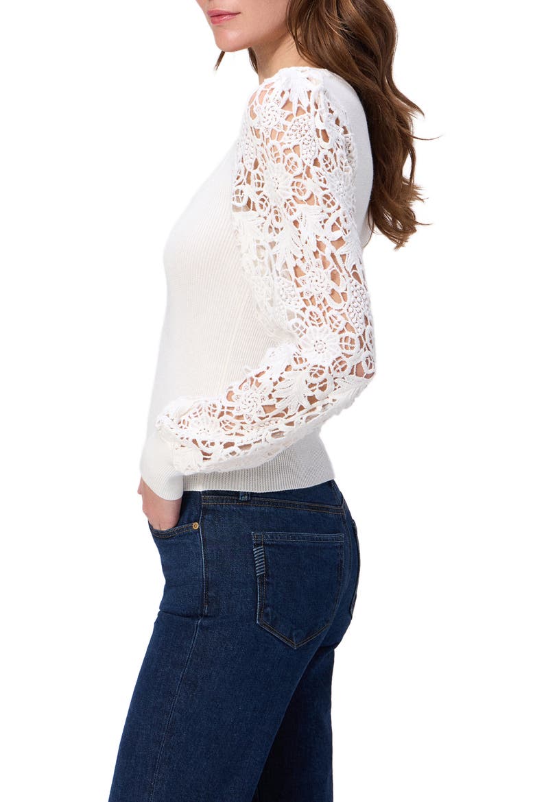 Maya Lace Sleeve Sweater, Alternate, color, IVORY