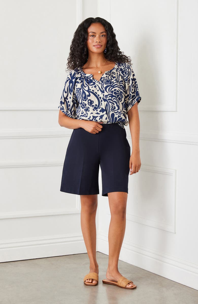 Karen Kane Paisley Print Button-Up Peasant Top, Alternate, color, 