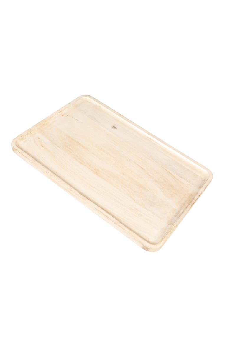 Storied Home Elegant Mango Wood Tray, Whitewashed, Main, color, White