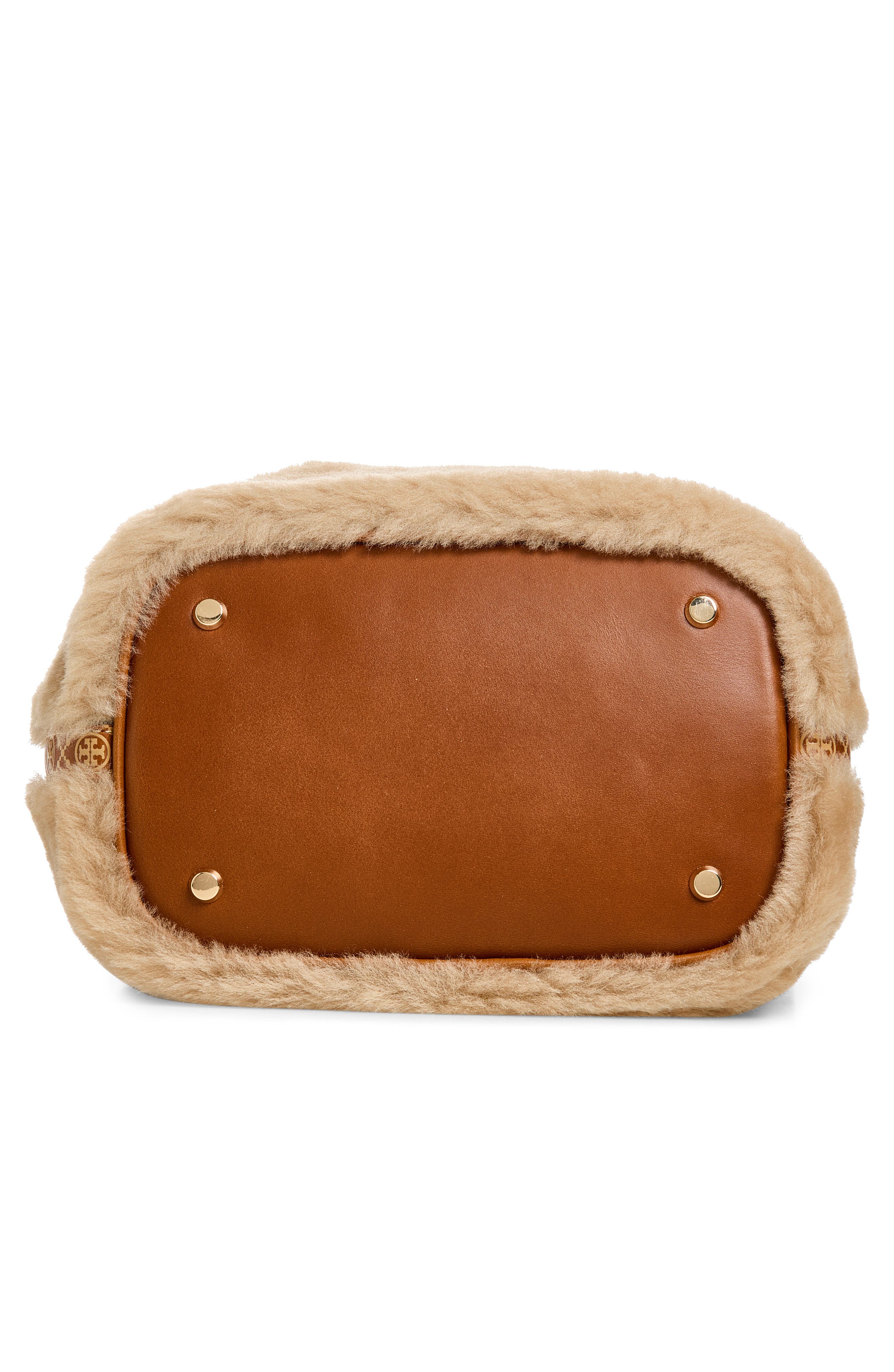 T Monogram Genuine Shearling Bucket Bag, Alternate, color, TEDDY