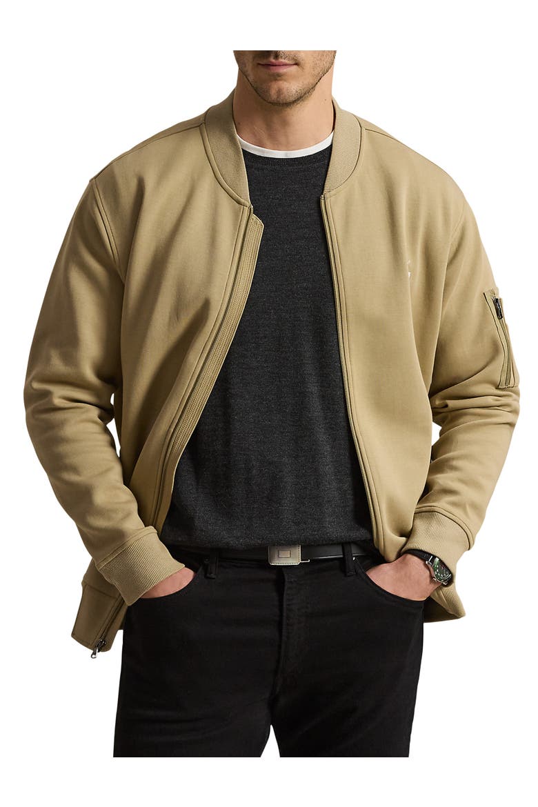 Big & Tall Double-Knit Bomber Jacket, Main, color, SURREY TAN