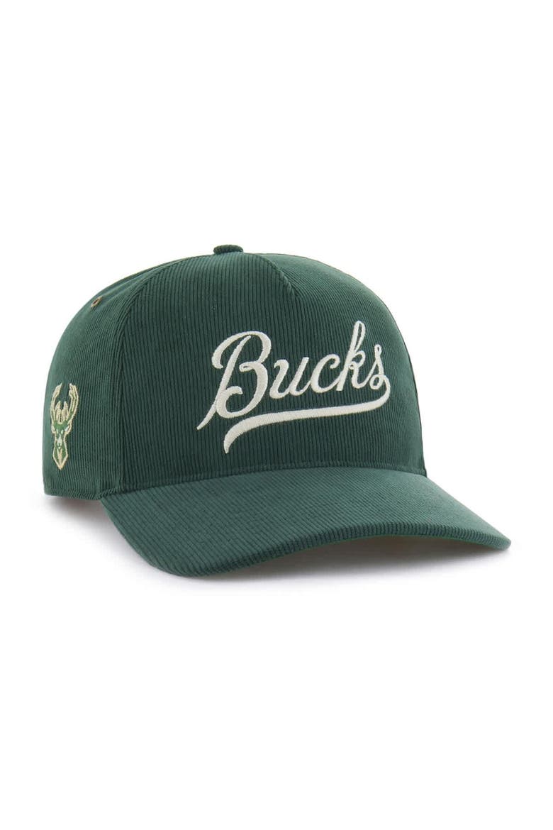 Men's '47 Hunter Green Milwaukee Bucks Golden Age Relaxed Corduroy Hitch Adjustable Hat, Main, color, Hunter Green