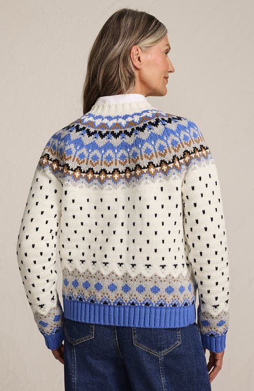 Lands' End Lofty Birdseye Fair Isle Cardigan Sweater In Multi