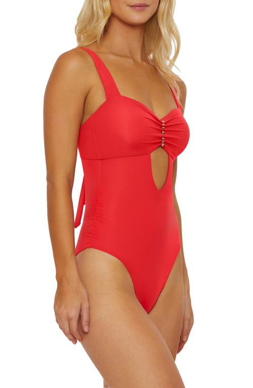 Isabella Rose Belmore Pleated One-piece Swimsuit In Crimson