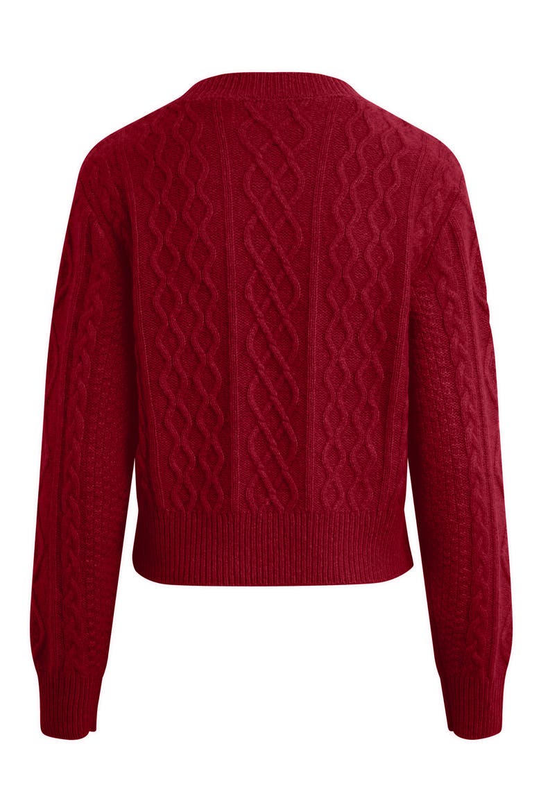 Wool & Cashmere Blend Cable Crewneck Sweater, Alternate, color, HAUTE ROUGE