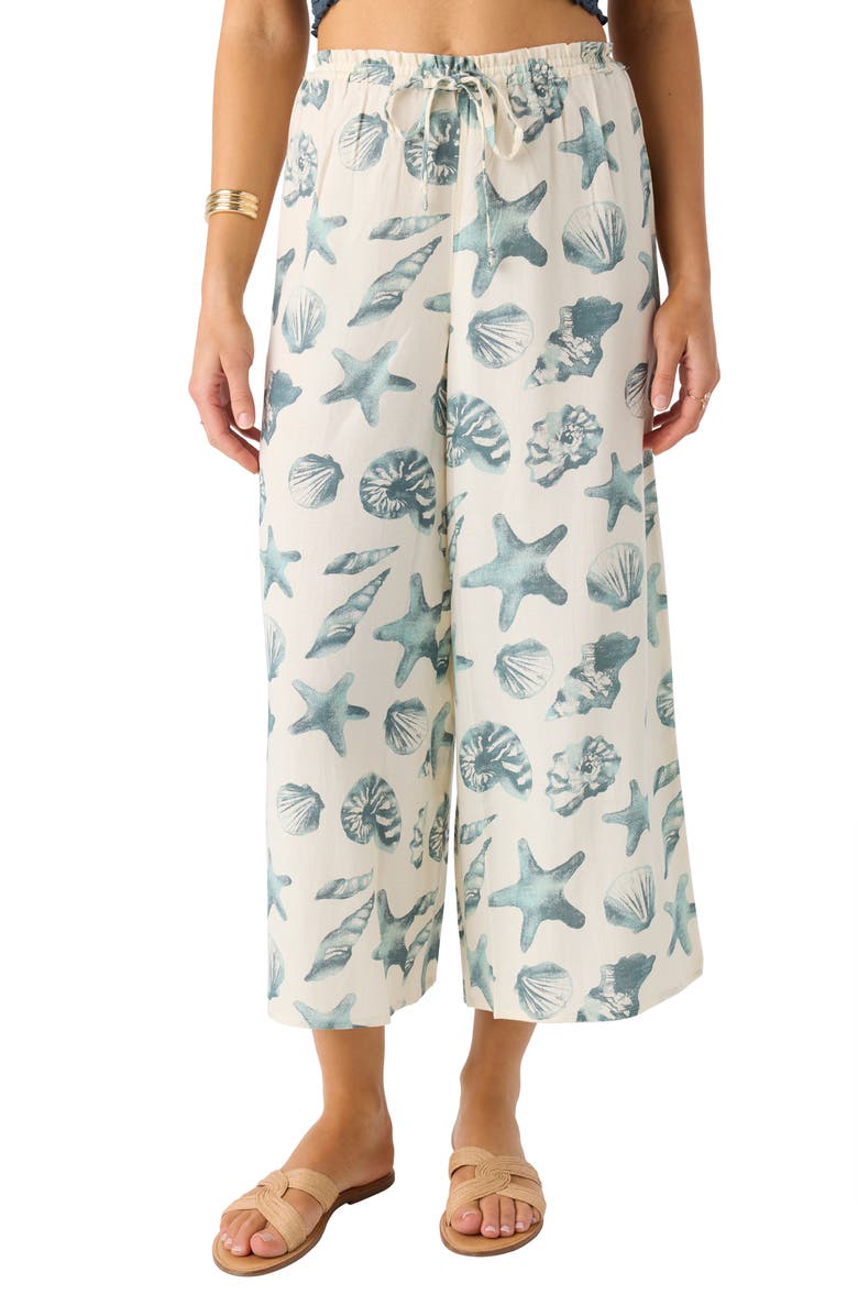 O'Neill Murrie Seashell Print Crop Drawstring Pants, Alternate, color,
