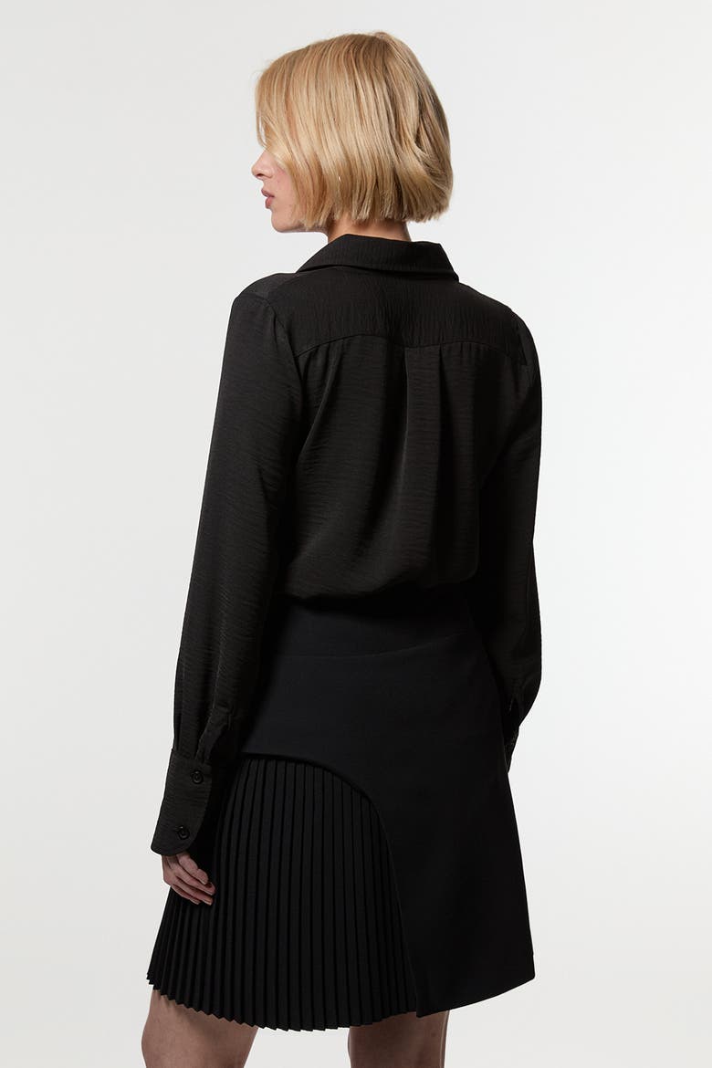 Buckle Detail Pleated Mini Skirt, Alternate, color, Black