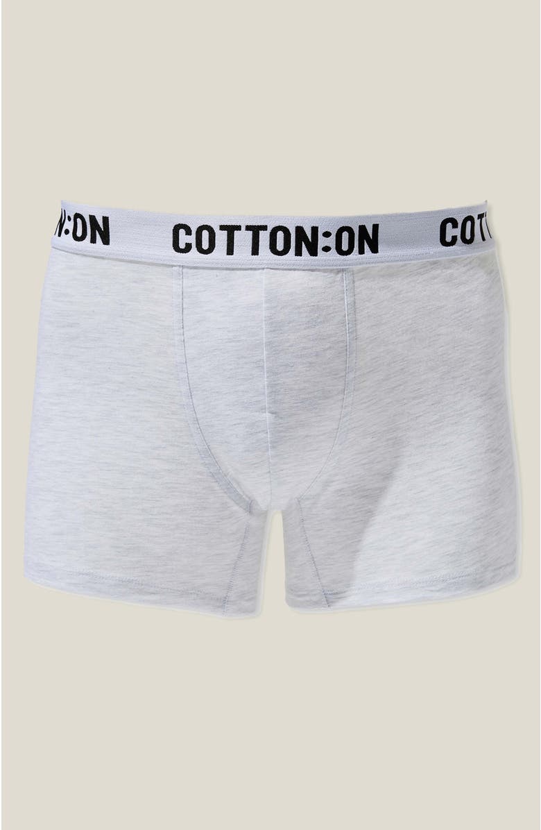 Cotton On Men's Mens Organic Cotton Trunks, Alternate, color, Light Grey Marle White Black