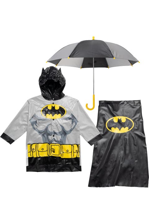 Justice League Batman 3-Piece Rain Jacket and Umbrella Set