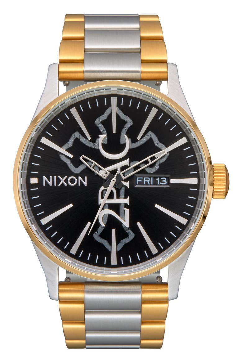 x 2PAC Sentry Bracelet Watch, 42mm, Main, color, GOLD / SILVER / BLACK