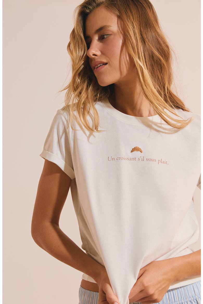 Bennie Croissant Graphic Sleep T-Shirt, Alternate, color, WHITE
