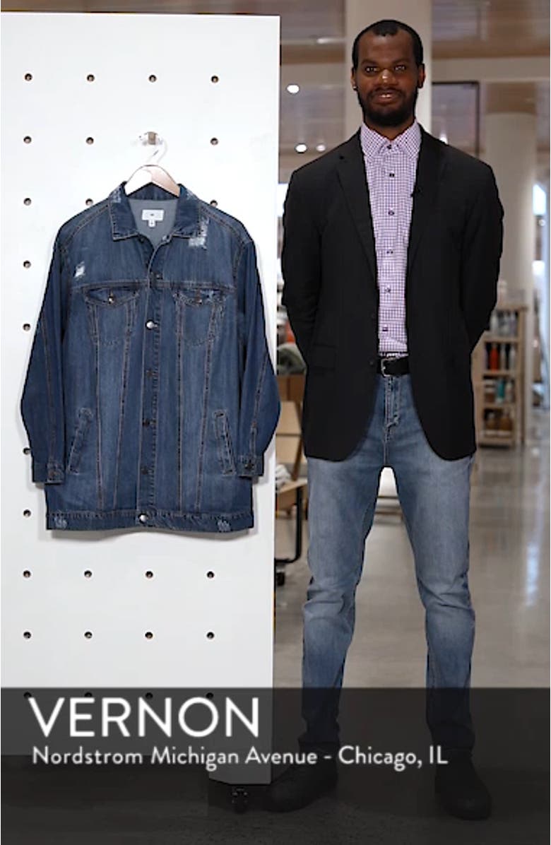 Distressed Longline Denim Jacket, sales video thumbnail