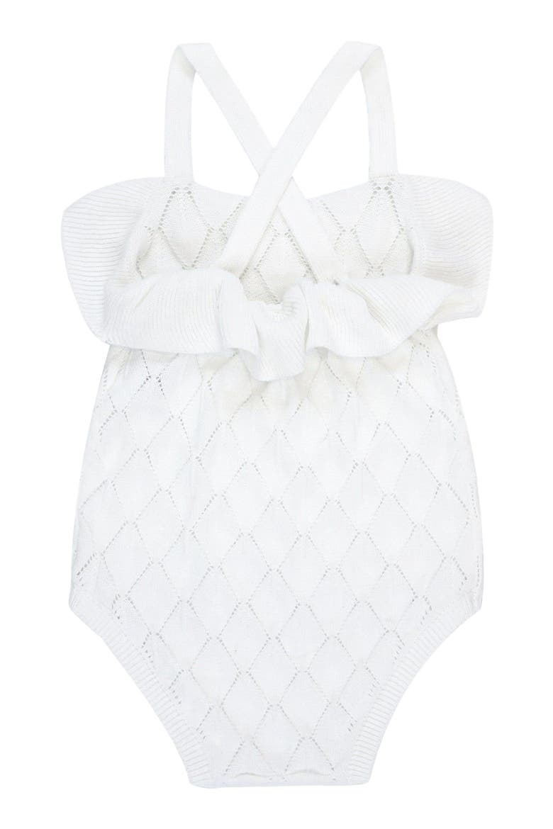 Baby Ruffle Sweater Romper, Infant, Alternate, color, White Diamond Pointelle