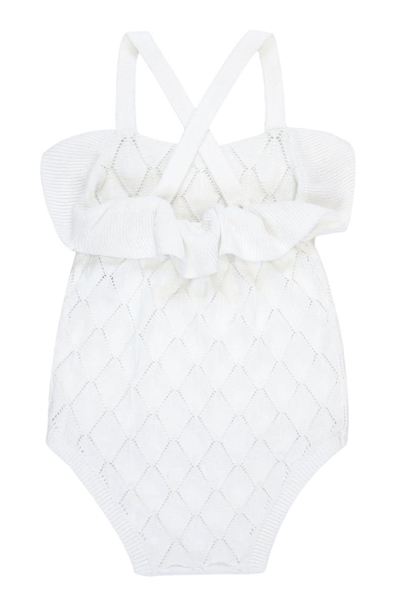 Hope & Henry Baby Ruffle Sweater Romper, Infant, Alternate, color, White Diamond Pointelle
