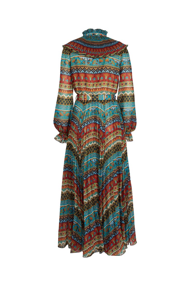 Nefertiti Midi Dress Giza Placée Turquoise, Alternate, color, Giza Placée Turquoise