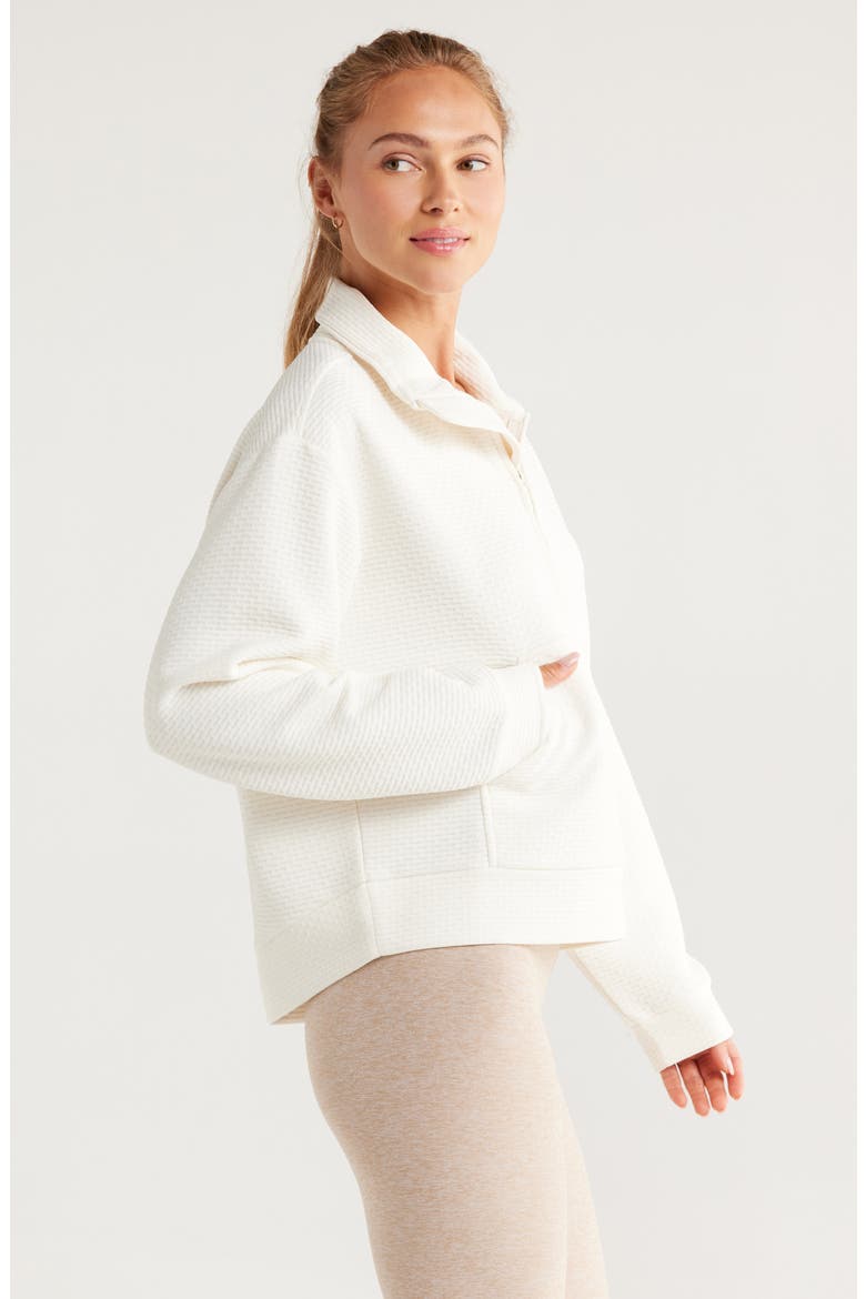 Textured Half Zip Pullover, Alternate, color, IVORY EGRET